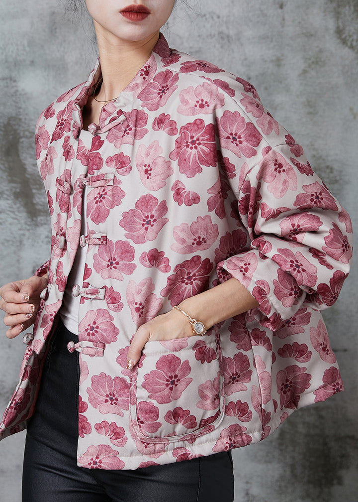 Drune | Pink Print Feine Baumwollgefüllte Orientalische Mäntel