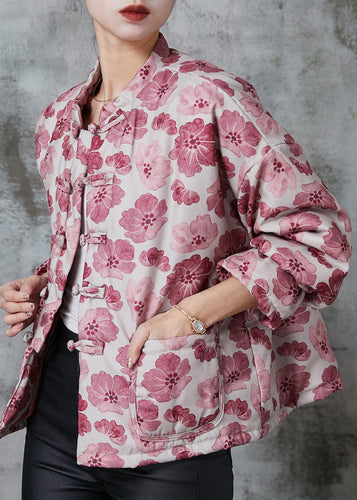 Drune | Pink Print Feine Baumwollgefüllte Orientalische Mäntel
