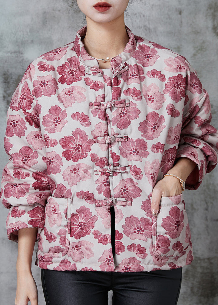 Drune | Pink Print Feine Baumwollgefüllte Orientalische Mäntel