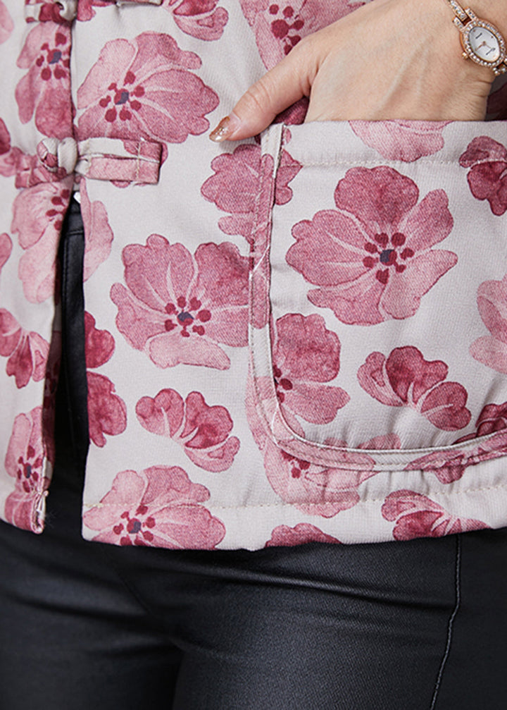 Drune | Pink Print Feine Baumwollgefüllte Orientalische Mäntel