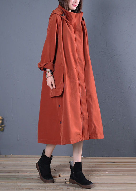 Drune | Rust Kapuzen Taschen dicke Baumwoll-Trenchcoats