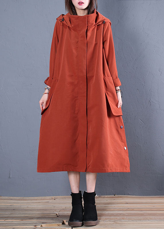 Drune | Rust Kapuzen Taschen dicke Baumwoll-Trenchcoats