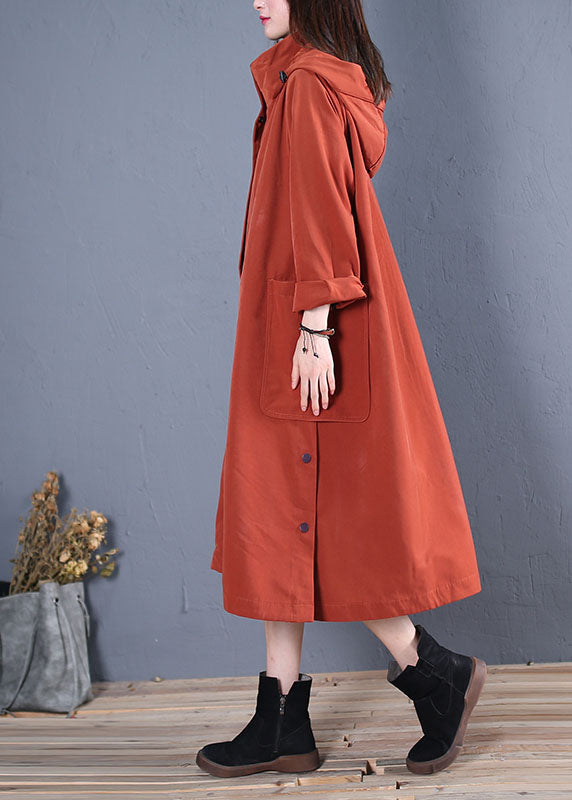Drune | Rust Kapuzen Taschen dicke Baumwoll-Trenchcoats
