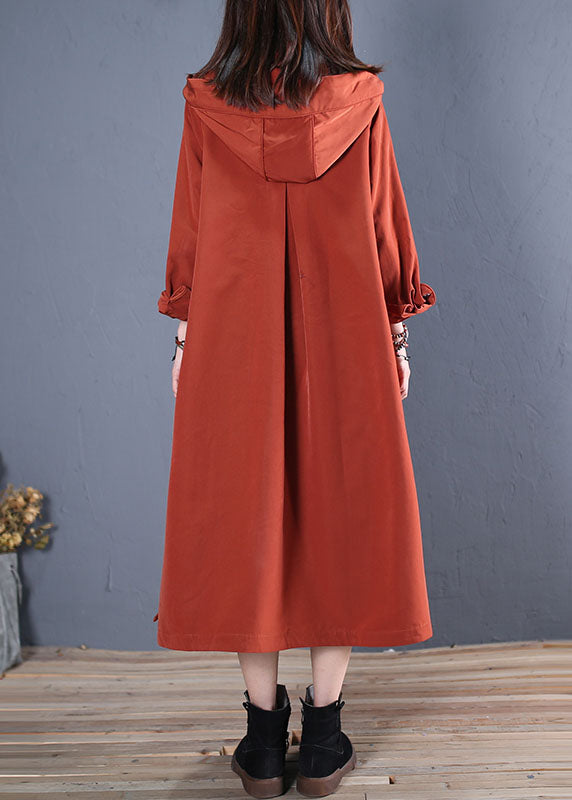 Drune | Rust Kapuzen Taschen dicke Baumwoll-Trenchcoats