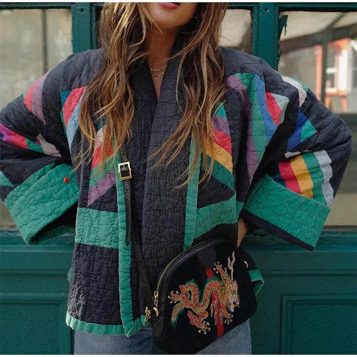 Drune | Weinlese Damenjacke mit Modernem Design und V-Ausschnitt