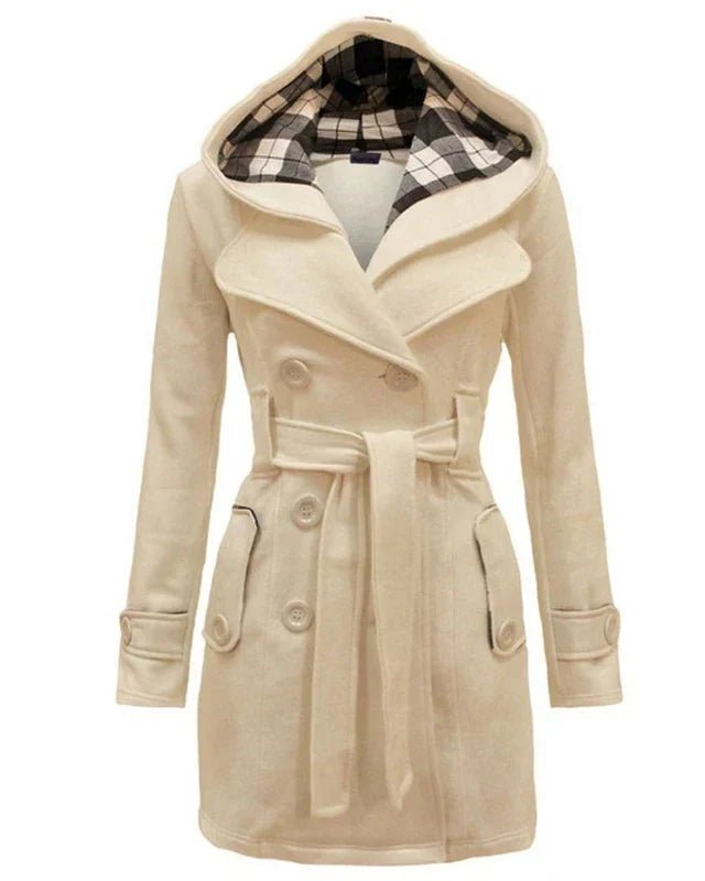 Drune | Kapuzen-Peacoat - Zweireihiges Design - Warmer Wollmix - Winteroberbekleidung
