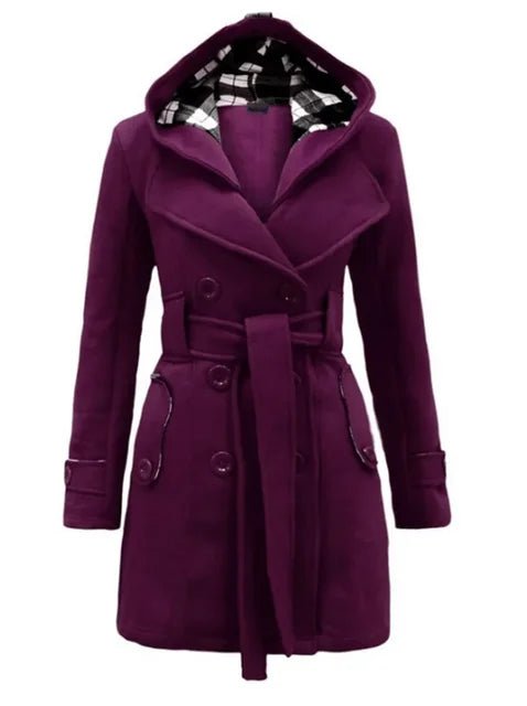 Drune | Kapuzen-Peacoat - Zweireihiges Design - Warmer Wollmix - Winteroberbekleidung