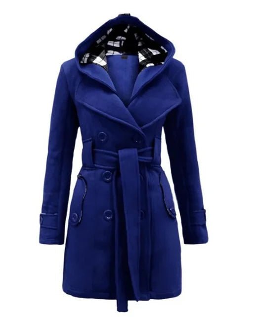 Drune | Kapuzen-Peacoat - Zweireihiges Design - Warmer Wollmix - Winteroberbekleidung