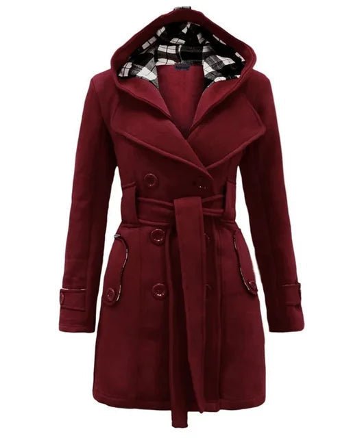 Drune | Kapuzen-Peacoat - Zweireihiges Design - Warmer Wollmix - Winteroberbekleidung