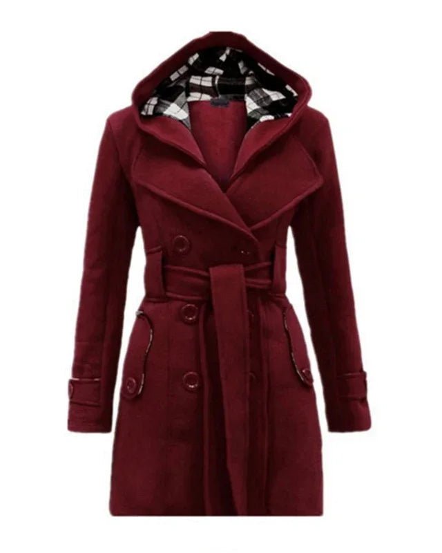 Drune | Kapuzen-Peacoat - Zweireihiges Design - Warmer Wollmix - Winteroberbekleidung