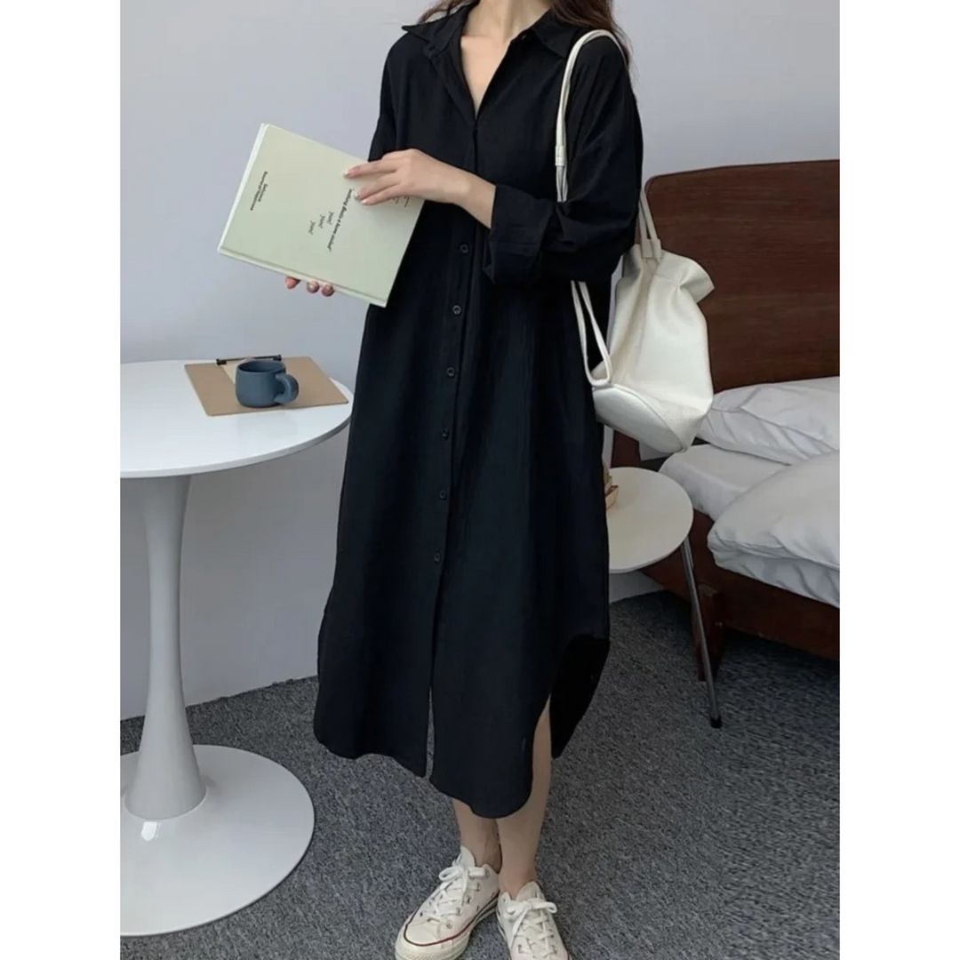 Drune | Vintage Halbarm Hemdkleid Leinen und Baumwolle