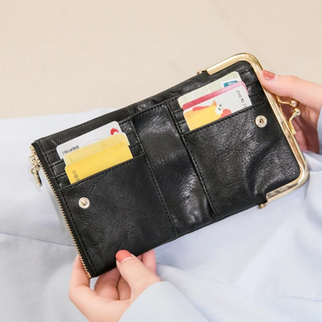 Drune | Kiss Lock Tasche - stilvolle Damen Münzgeldbörse