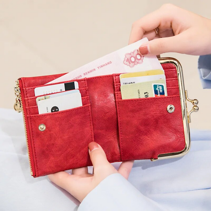 Drune | Kiss Lock Tasche - stilvolle Damen Münzgeldbörse