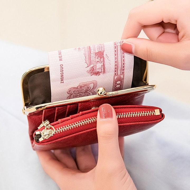 Drune | Kiss Lock Tasche - stilvolle Damen Münzgeldbörse