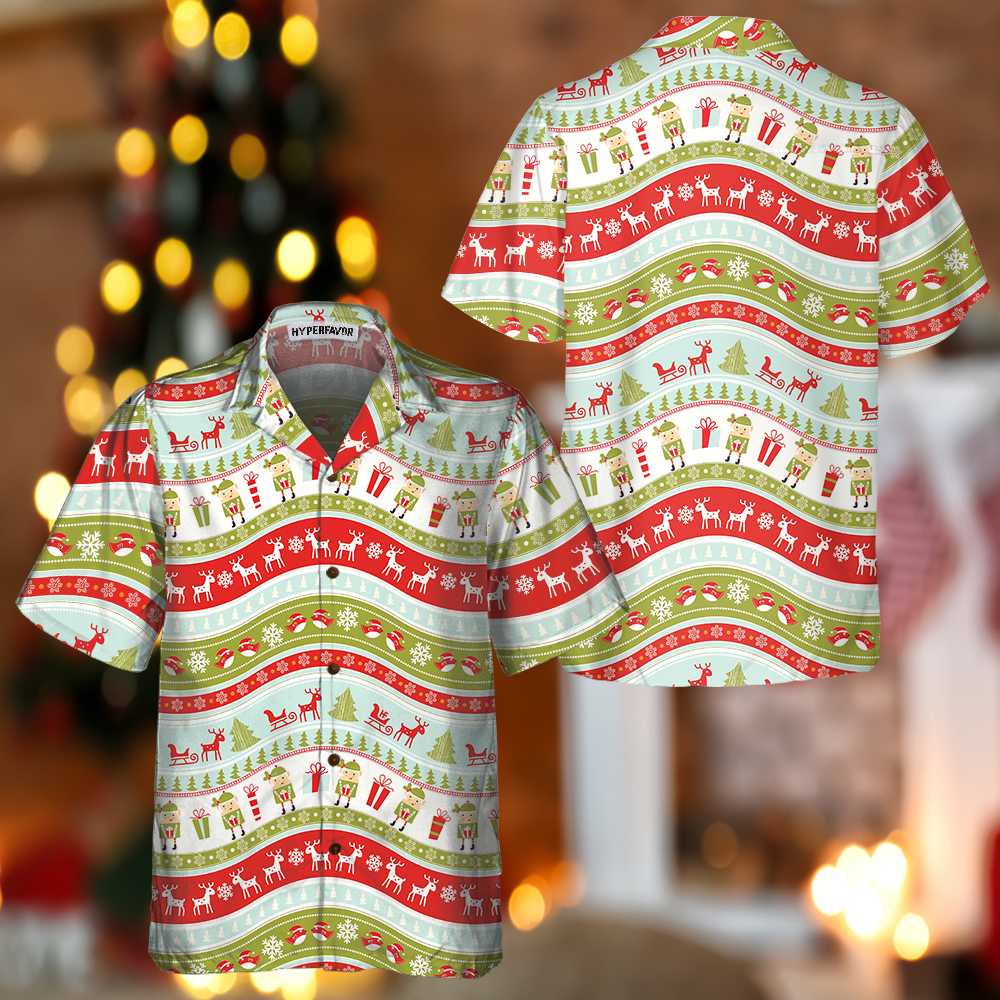 Drune | Vintage Weihnachtself Hawaiian Shirt, Lustiges Weihnachts Shirt, Beste Xmas Geschenkidee
