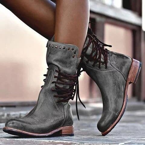 Drune | Klassische Vintage-Leder-Kalbsstiefel für Damen – Stilvolle braune Schuhe mit bequemem Sitz