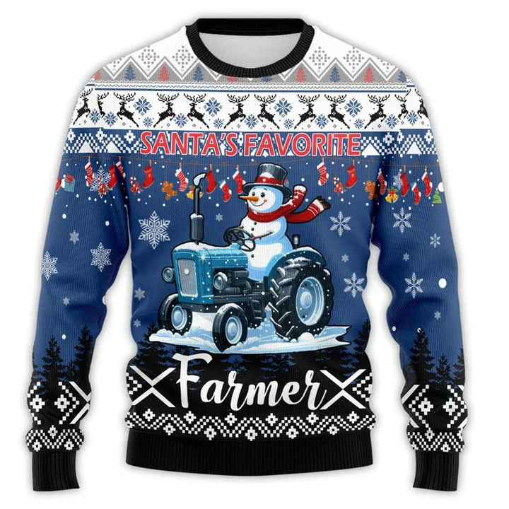 Drune | Weihnachtspullover mit Traktor-Druck - Bequemer & festlicher Herren Baumwollpullover
