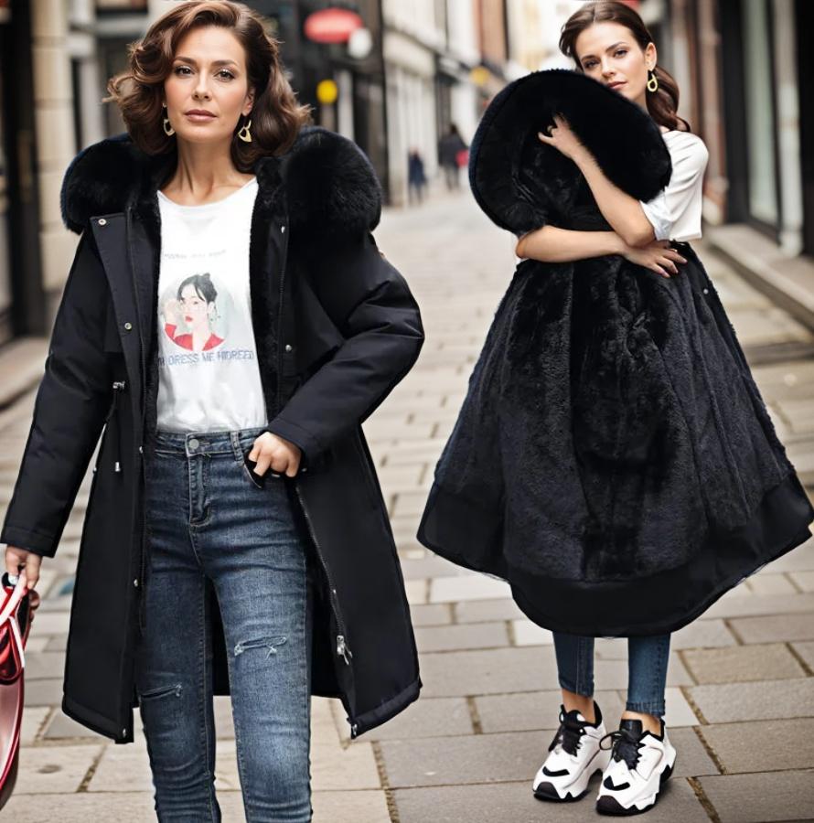 Drune | Faux-Fur-gefütterte Parka - Übergroße Kapuze - Ultra-warme Winterjacke