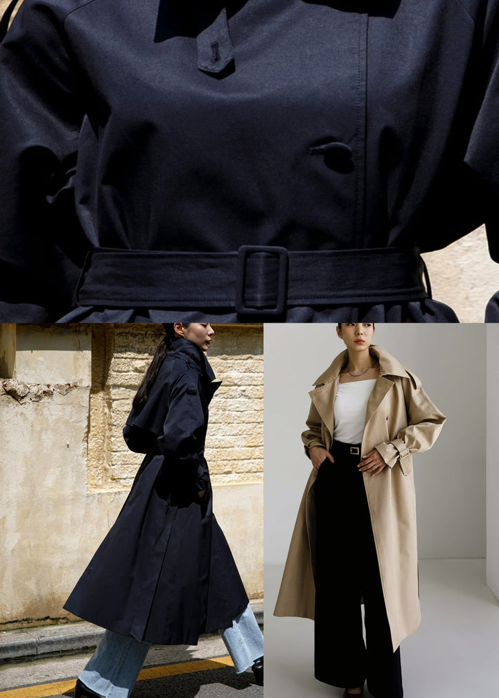 Drune | Damen Trenchcoat mit breitem Kragen und Taschen