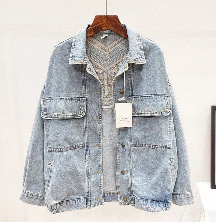 Drune | Brooklynn Jeansjacke Ein einzigartige Jacke mit Blumenmuster und Fransen