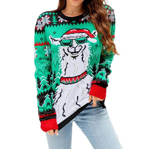 Drune | Falscher Weihnachtspullover Damen - Gestrickte Lange Ärmel
