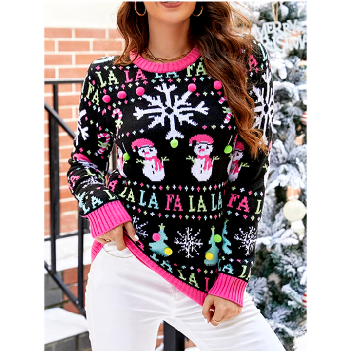 Drune | Falscher Weihnachtspullover Damen - Gestrickte Lange Ärmel