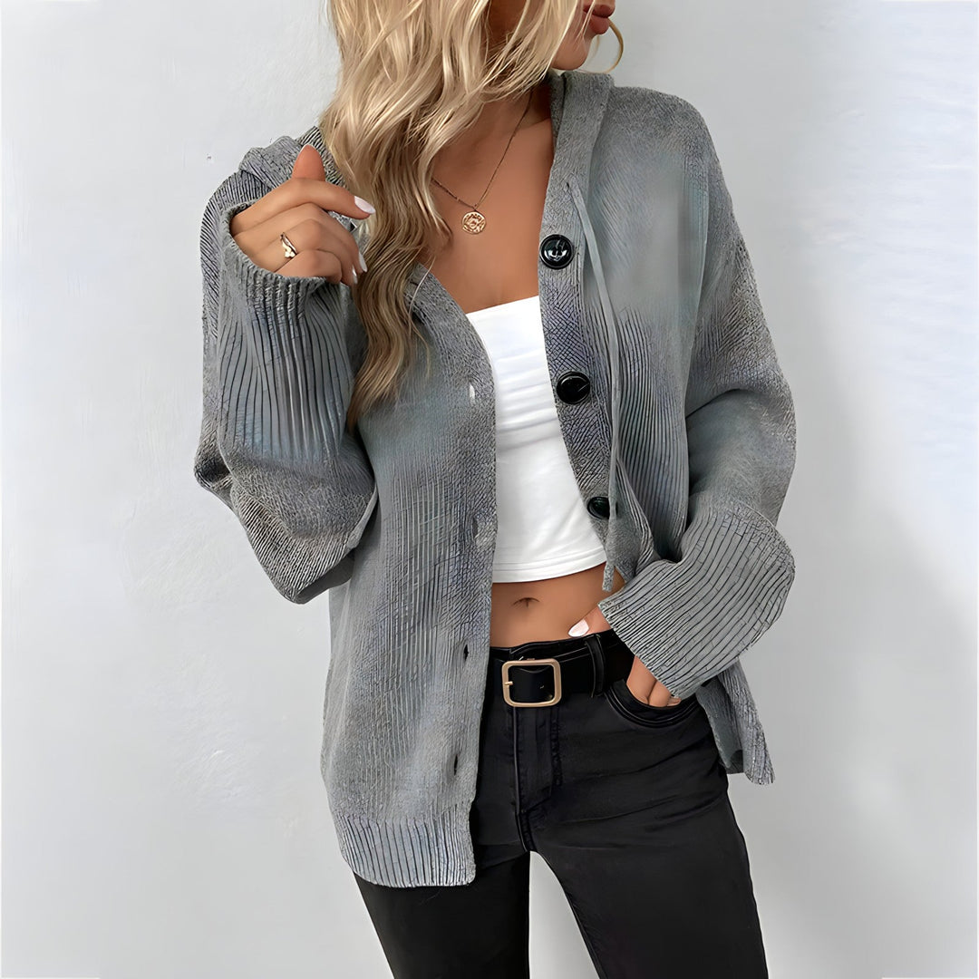 Drune Strickjacke | Elegante bequeme Strickjacke mit Kapuze