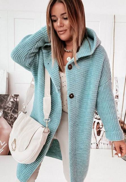 Drune | Hoodie Cardigan mit Knöpfen Warmer Winter Langarm Pullover Mantel