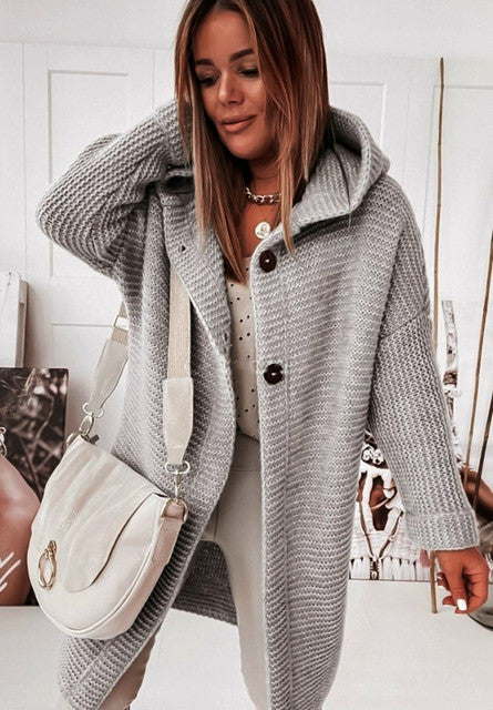 Drune | Hoodie Cardigan mit Knöpfen Warmer Winter Langarm Pullover Mantel