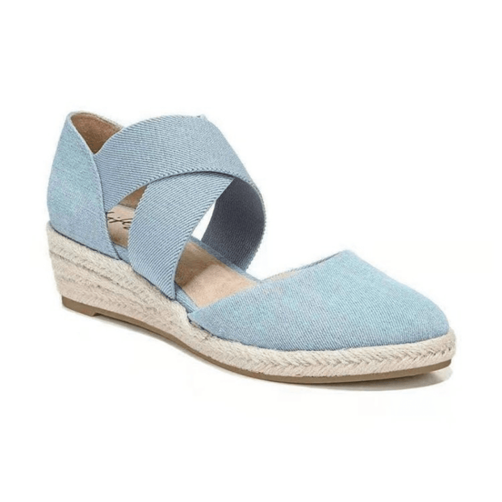 Drune | Kreuzband Espadrilles mit Geflochtenem Seil und Keilsohle