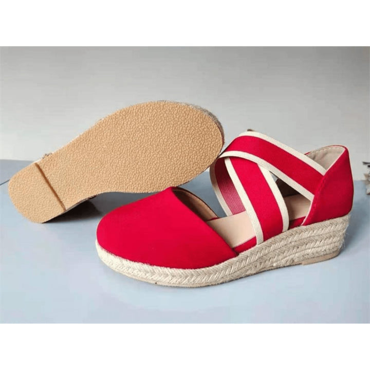 Drune | Kreuzband Espadrilles mit Geflochtenem Seil und Keilsohle