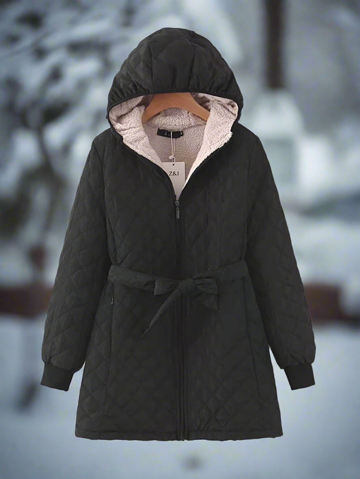 Drune | Parka Lange Steppjacke Mit Kapuze Gepolstert Und Gefüttert Bindegürtel Für Perfekte Passform