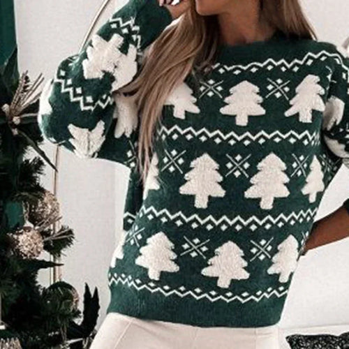 Drune | Pullover für Frauen mit 3D Weihnachtsmann Druck - Weicher & warmer gestrickter Pullover für die Feiertage