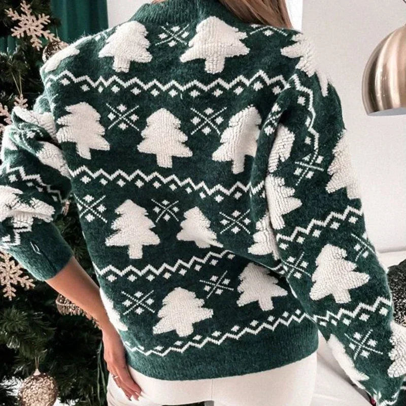 Drune | Pullover für Frauen mit 3D Weihnachtsmann Druck - Weicher & warmer gestrickter Pullover für die Feiertage