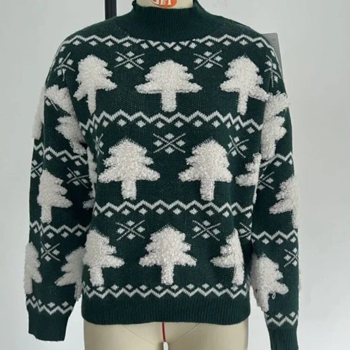 Drune | Pullover für Frauen mit 3D Weihnachtsmann Druck - Weicher & warmer gestrickter Pullover für die Feiertage