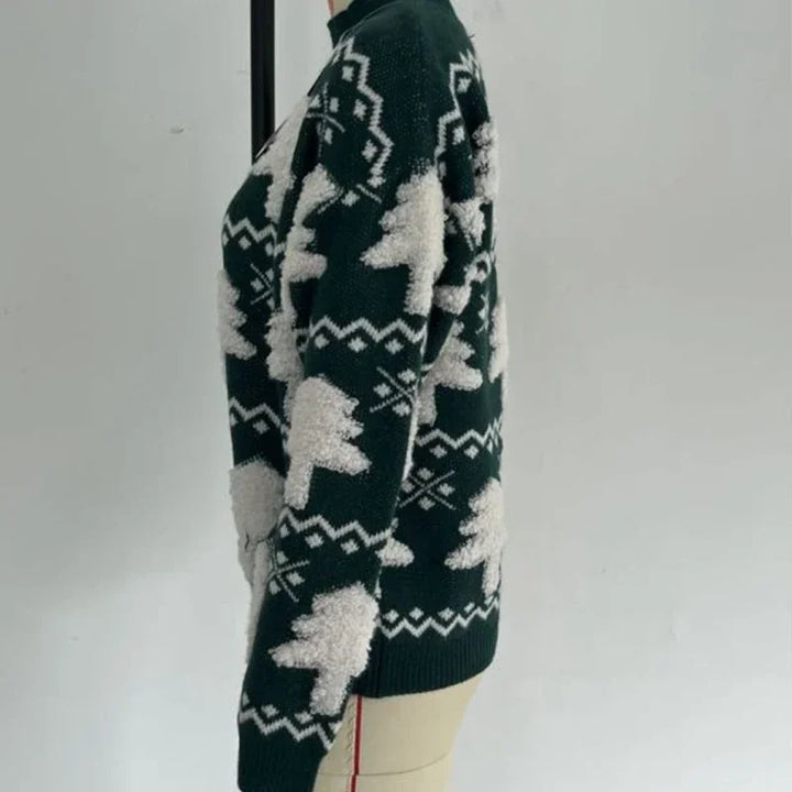 Drune | Pullover für Frauen mit 3D Weihnachtsmann Druck - Weicher & warmer gestrickter Pullover für die Feiertage