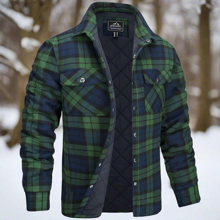 Drune | Shirtjacke Steppflanell Karomuster Druckknöpfe Brusttaschen