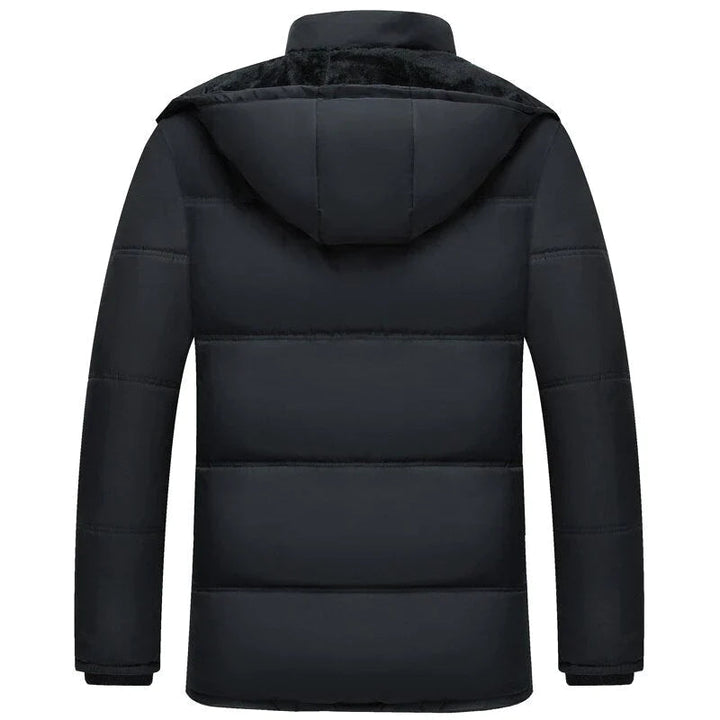 Drune | Herren Wintermantel mit Kapuze und Reißverschluss Frontdesign
