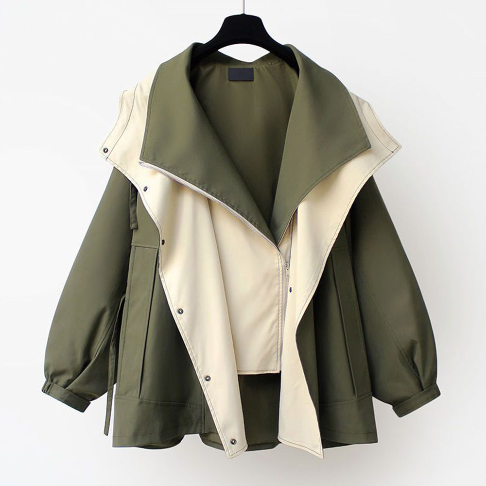 Drune | Mittellange, taillierte Windjacke für Damen mit Kapuze und Reißverschluss