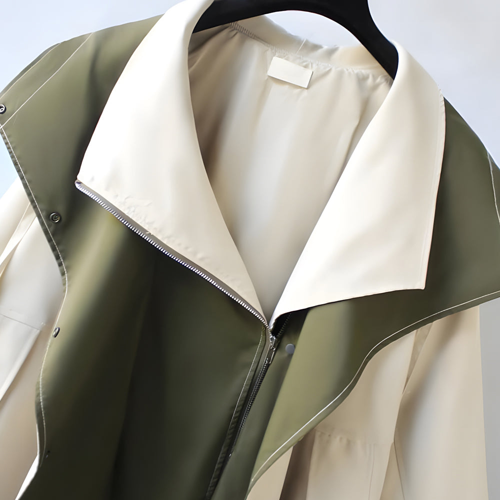 Drune | Mittellange, taillierte Windjacke für Damen mit Kapuze und Reißverschluss