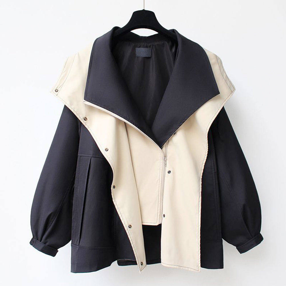 Drune | Mittellange, taillierte Windjacke für Damen mit Kapuze und Reißverschluss