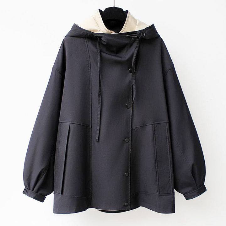 Drune | Mittellange, taillierte Windjacke für Damen mit Kapuze und Reißverschluss