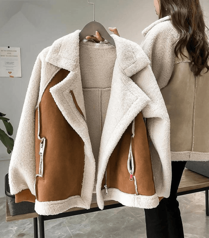 Drune | und kuschelige Damenjacke mit Fellimitat