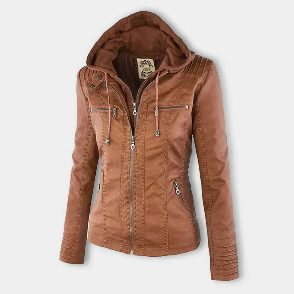 Drune | Lederjacke für Damen mit Kapuze