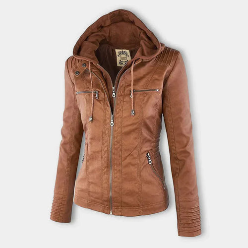 Drune | Damenlederjacke mit Kapuze