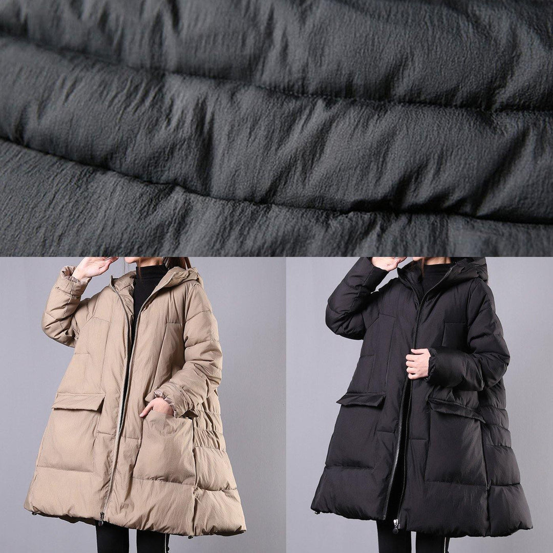 Drune | Lockere Jacken & Mäntel Winteroberbekleidung schwarze kapuzengefutterte Reißverschluss Damenmäntel