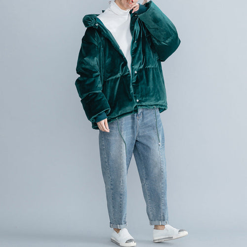 Drune | army green Damen Parkas Locker sitzende Stehkragen Daunenjacke Frauen dicke Winterjacken