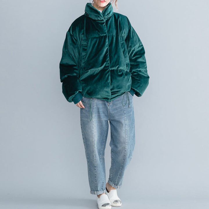Drune | army green Damen Parkas Locker sitzende Stehkragen Daunenjacke Frauen dicke Winterjacken