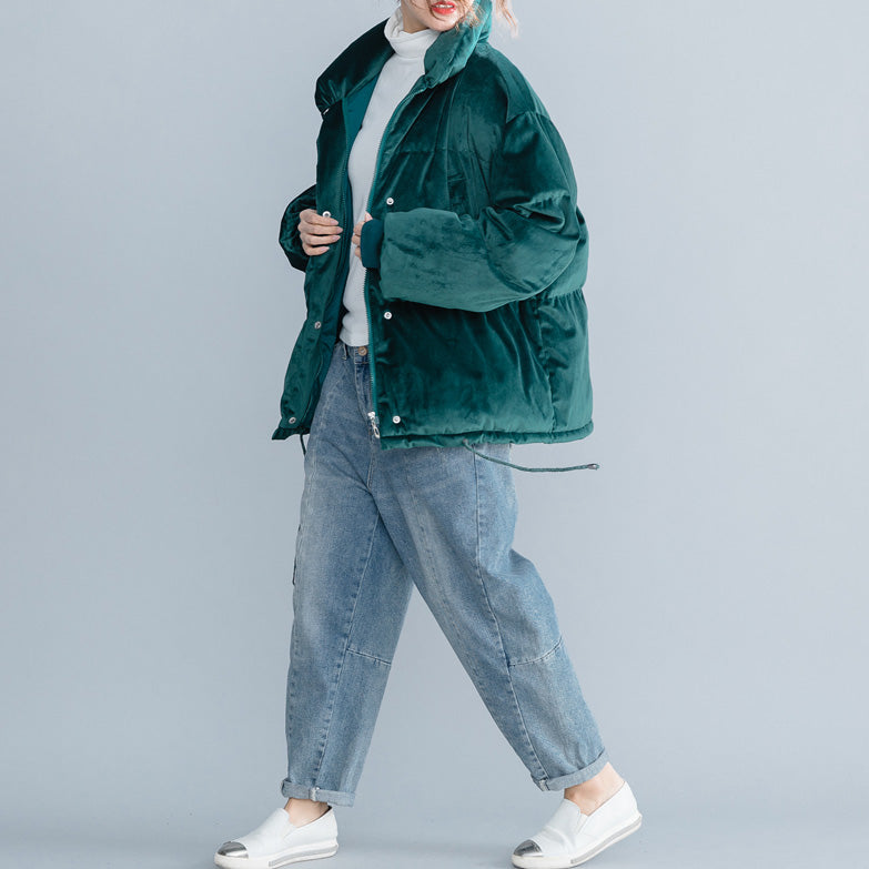 Drune | army green Damen Parkas Locker sitzende Stehkragen Daunenjacke Frauen dicke Winterjacken