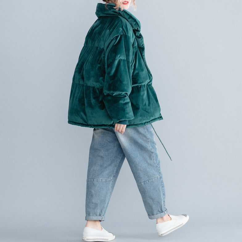 Drune | army green Damen Parkas Locker sitzende Stehkragen Daunenjacke Frauen dicke Winterjacken
